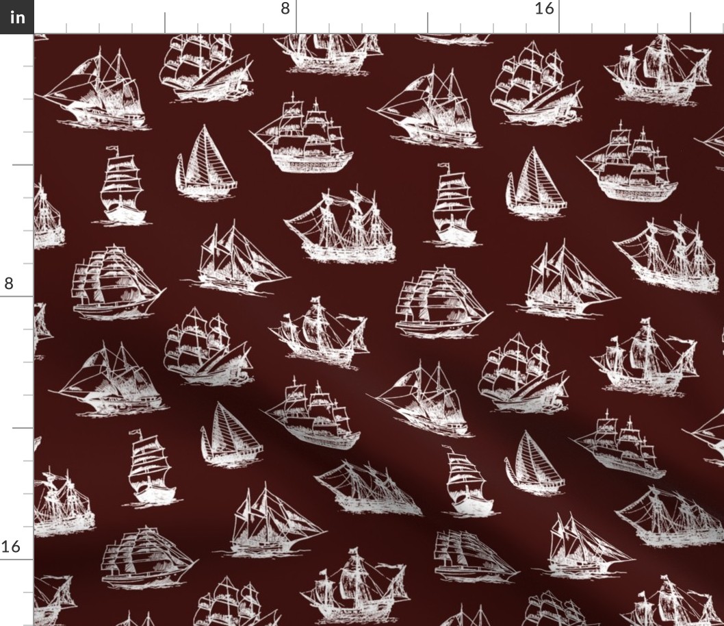 Sailing Ships on Mahogany // Large