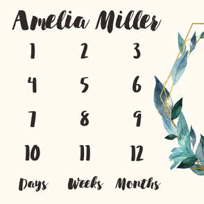 Personalized Gold Wreath Growth Chart - Amelia Miller