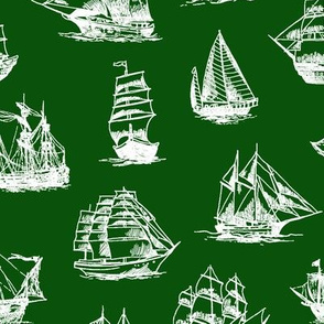 Sailing Ships on Green // Large