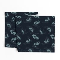 flying cranes - blue on navy