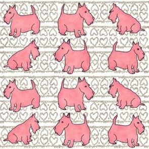Pink Scottie Dogs and Hearts
