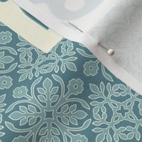 Peacock Feather & Butterfly Hawaiian pillow square_BLUE-GRAY_AQUA_CREAM