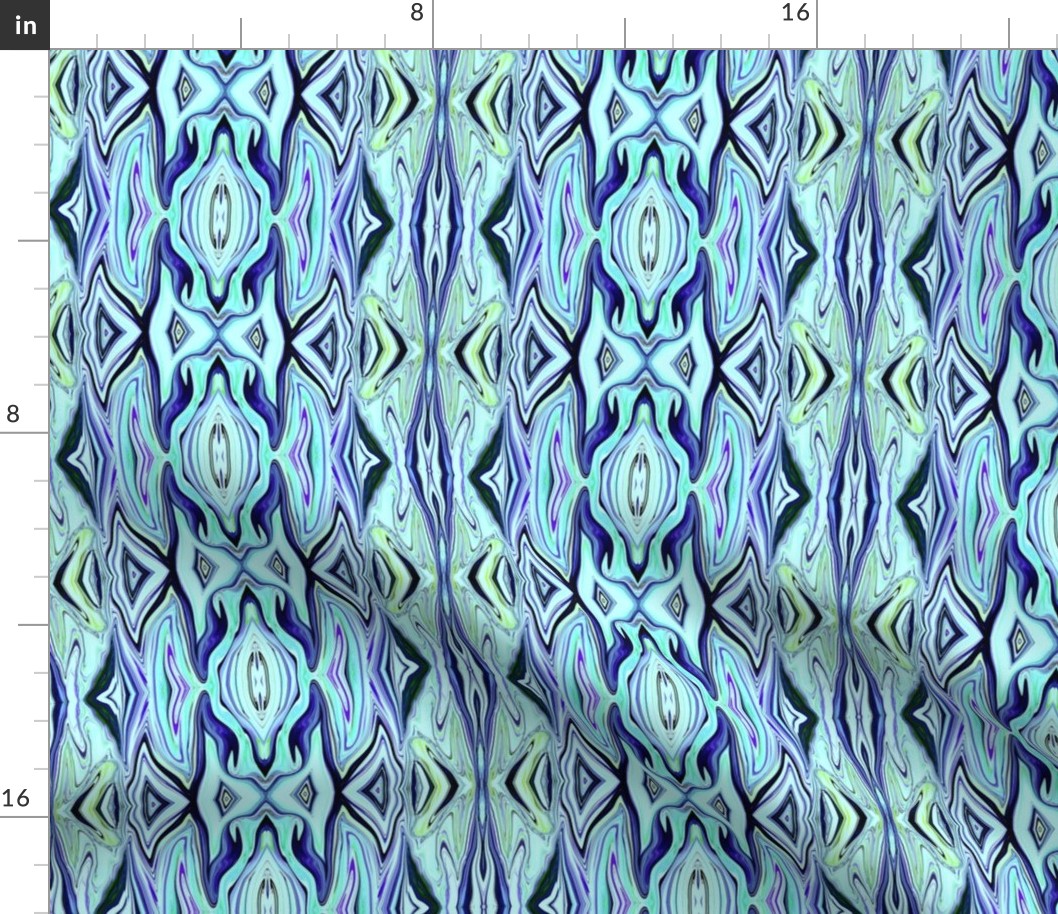 Medium  - Stylized Digital Geodes in Lavender - Aqua - Pastel Green 