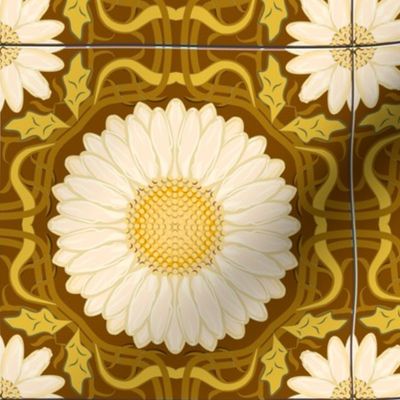 Golden Brown Spanish Floral Tile