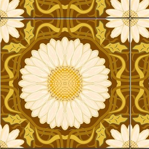 Golden Brown Spanish Floral Tile