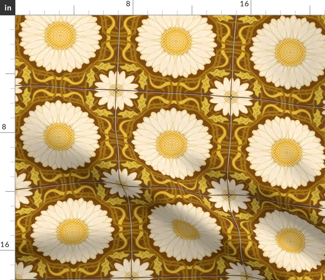 Golden Brown Spanish Floral Tile