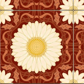 Rust Red Spanish Floral Tile