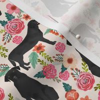 black lab fabric black labrador florals design - cream