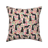 black lab fabric black labrador florals design - cream