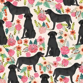 black lab fabric black labrador florals design - cream