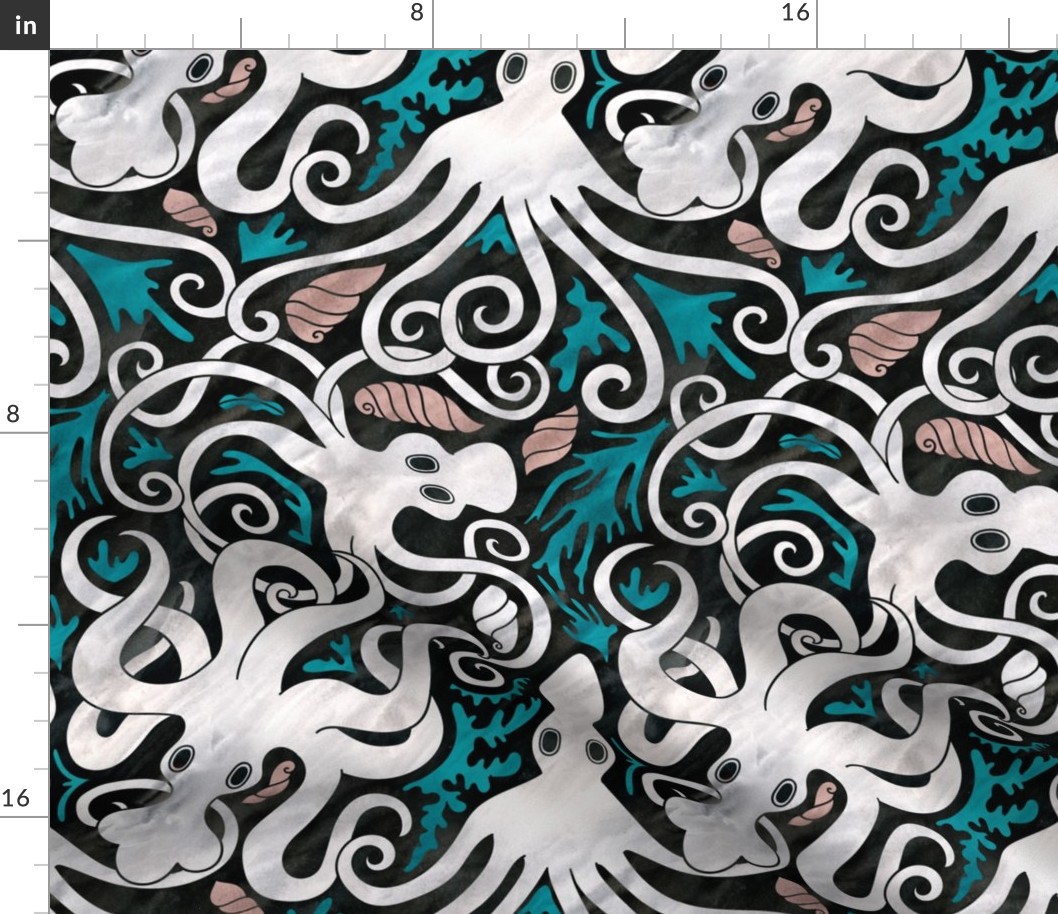 greek octopuses pattern dark