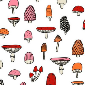 mushroom // nature woodland forest mushrooms foods botanical fabric white pink