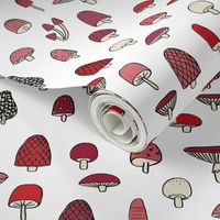 mushroom // nature woodland forest mushrooms foods botanical fabric white 