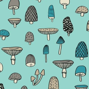 mushroom // nature woodland forest mushrooms foods botanical fabric mint