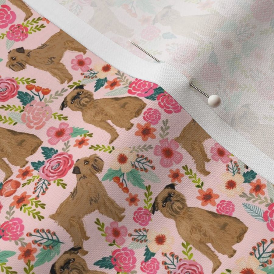 Brussels Griffon floral dog fabric - pink - smaller