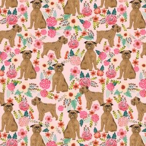 Brussels Griffon floral dog fabric - pink - smaller