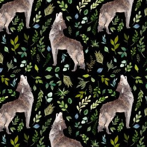 4" Summer In The Wild Wolf and Foliage - Black