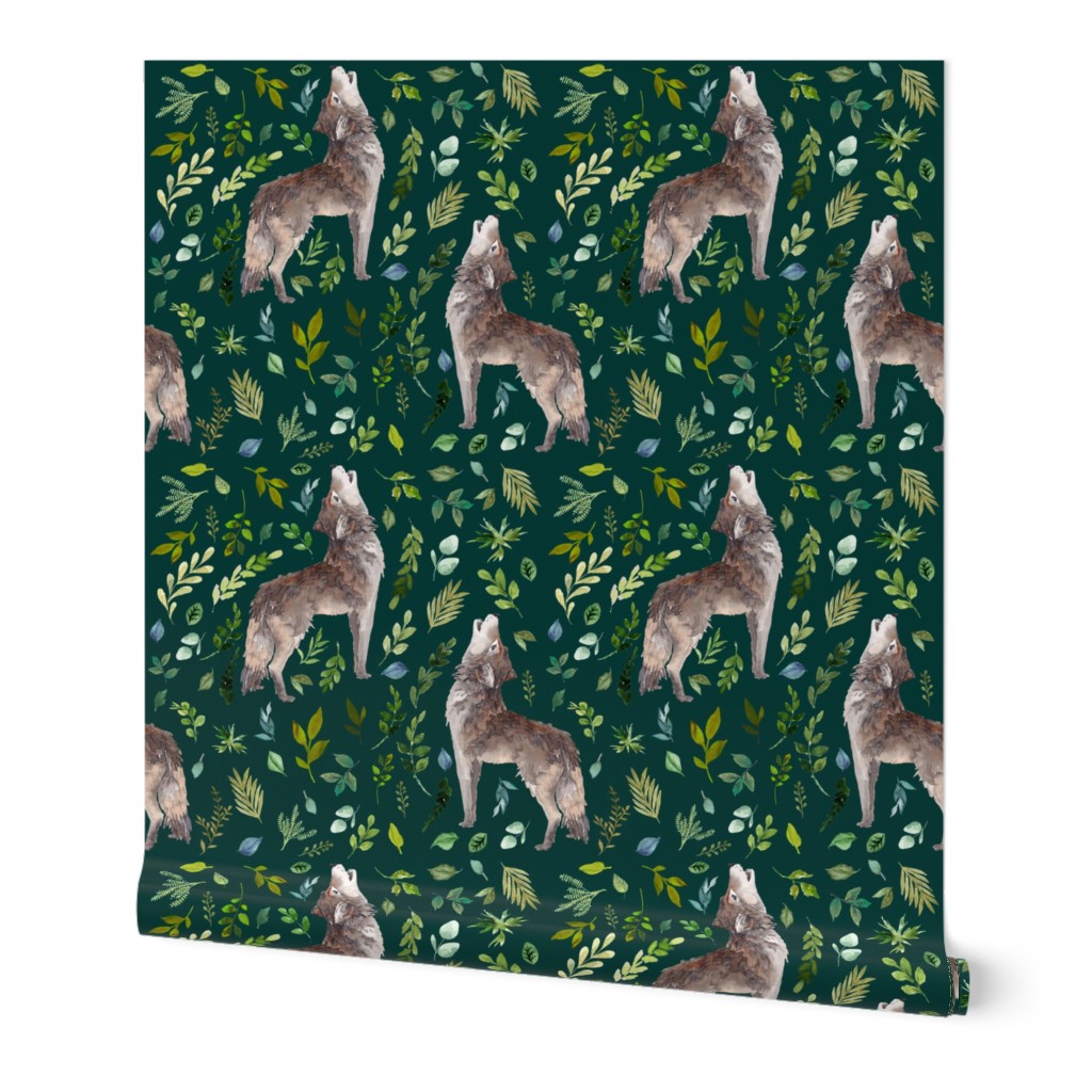 4" Summer In The Wild Wolf and Foliage - Dark Aqua