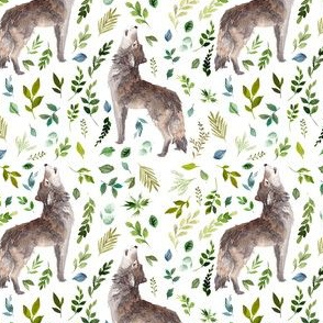 4" Summer In The Wild Wolf and Foliage - White