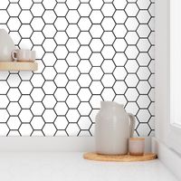 Hexagon tile, wallpaper, black and white tile, geometric hex