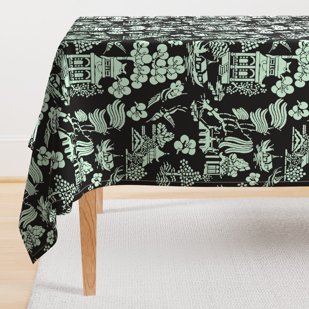 Chinoiserie Villages sage green