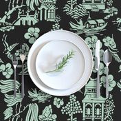 Chinoiserie Villages sage green