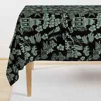 Chinoiserie Villages sage green