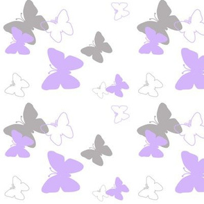 Butterfly Purple Gray Grey Lavender Girl Nursery