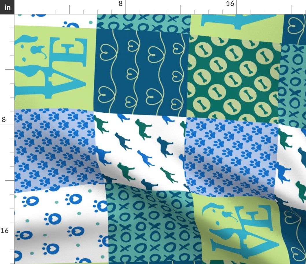 Wholecloth Patchwork Labrador Blue Dogs