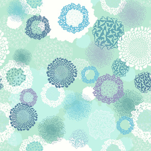 Doily Flowers on Teal