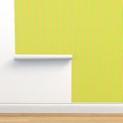 Spring Garden Vertical Stripes - Wide Lemon Fizz Ribbons with Lime Green and Rosy Pink - Small Scale