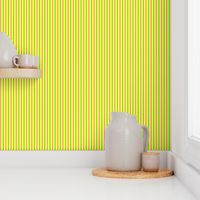 Spring Garden Vertical Stripes - Wide Lemon Fizz Ribbons with Lime Green and Rosy Pink - Small Scale