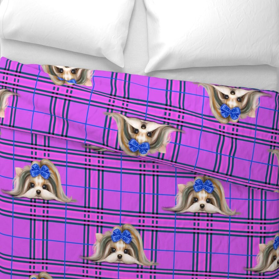 Parti-Biewer-Yorkie Plaid purple blue XL