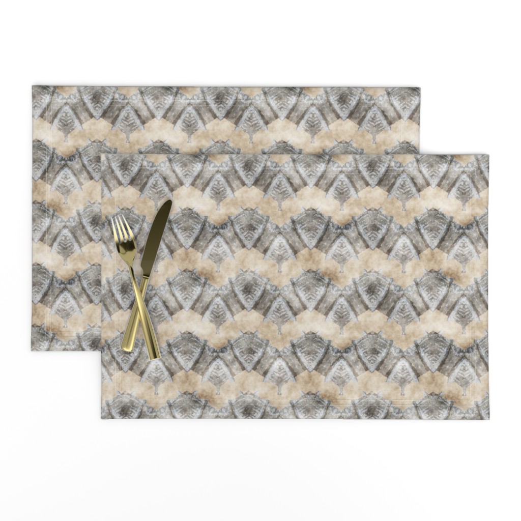 ETHNIC SHIELD CHEVRON 1 WATERCOLOR WOOD STONE BEIGE GREY