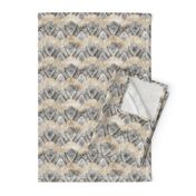 ETHNIC SHIELD CHEVRON 1 WATERCOLOR WOOD STONE BEIGE GREY