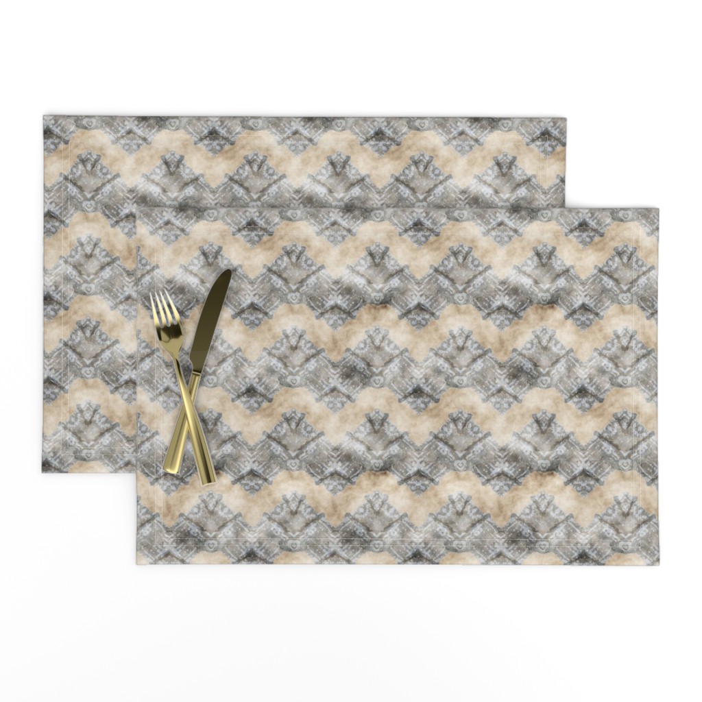 ETHNIC SHIELD CHEVRON 2 WATERCOLOR WOOD STONE BEIGE GREY GRAY