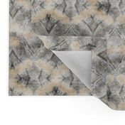 ETHNIC SHIELD CHEVRON AND LOZENGE WATERCOLOR WOOD STONE BEIGE GREY