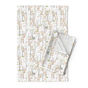 Sweet Woodland Animals - Deer Fox Raccoon Birch Trees Flowers Baby Girl Nursery Blanket Sheets Bedding B