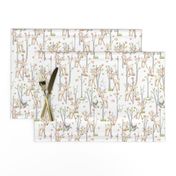 Sweet Woodland Animals - Deer Fox Raccoon Birch Trees Flowers Baby Girl Nursery Blanket Sheets Bedding B