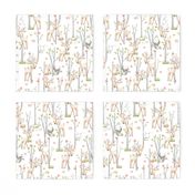 Sweet Woodland Animals - Deer Fox Raccoon Birch Trees Flowers Baby Girl Nursery Blanket Sheets Bedding B