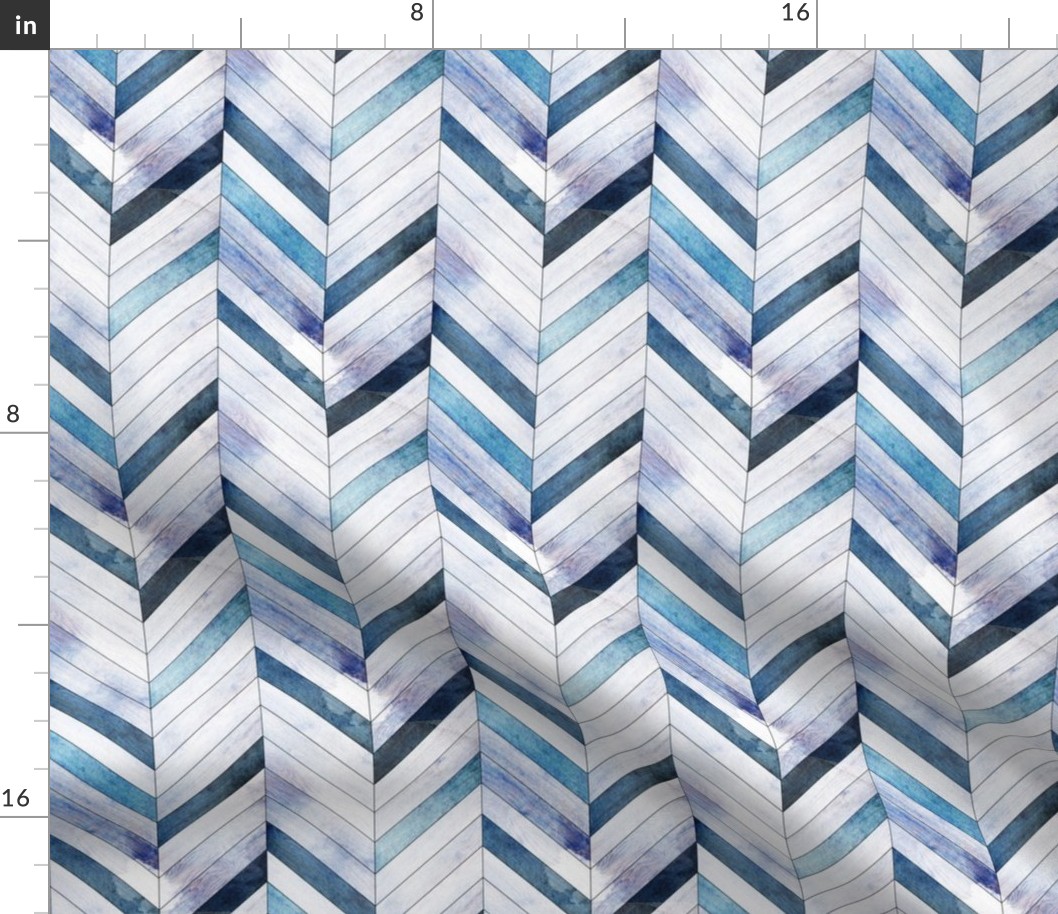 Blue Herringbone Wood