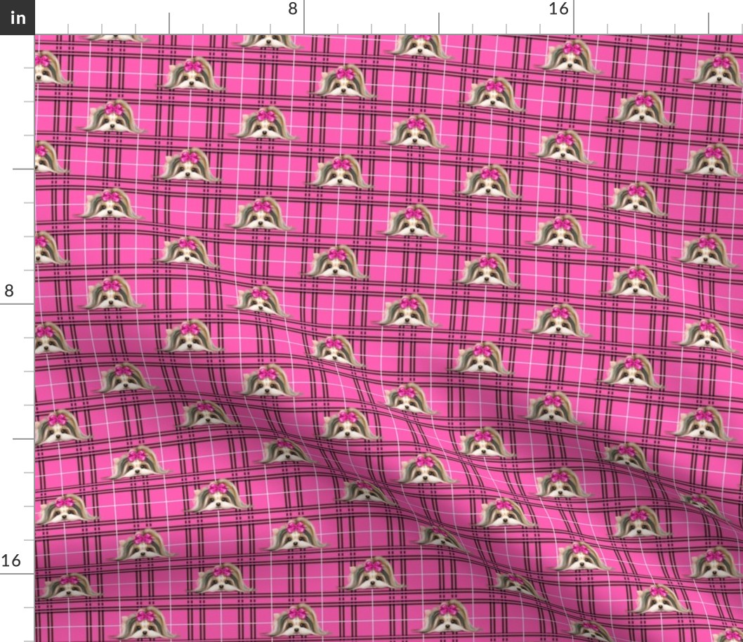 Parti-Biewer-Yorkie Plaid hot pink S