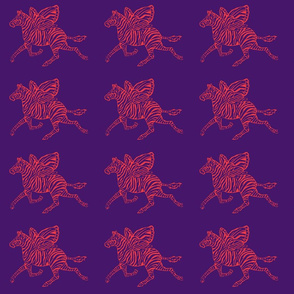 Zebra Fly in red on purple background