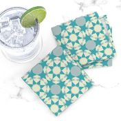 Eight pointed star - aqua and cream on grey