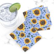 Sunflowers light denim