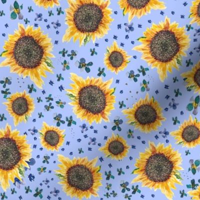 Sunflowers light denim