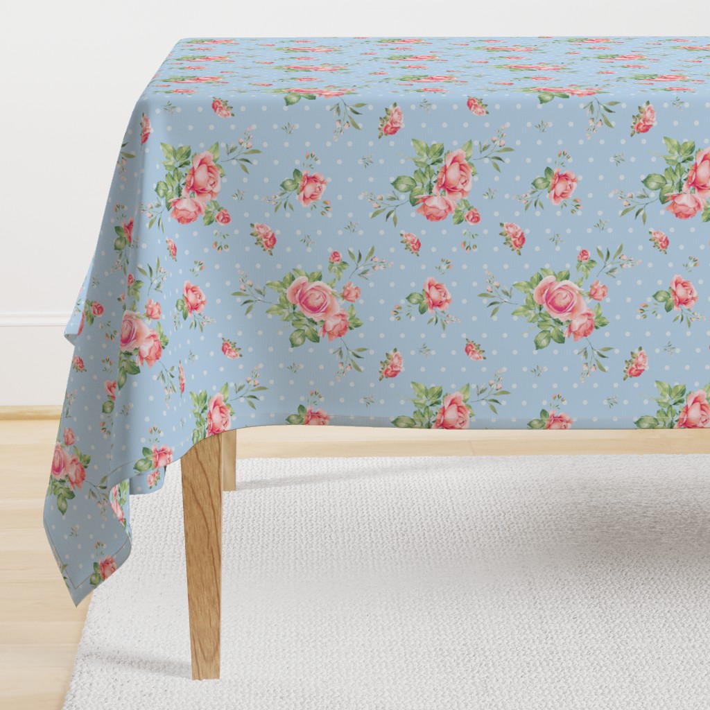 Blue Polka Dot Floral Spring 