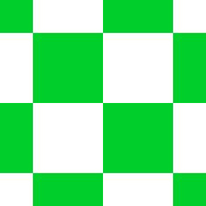 Two Inch Vivid Racing Green and White Checkerboard Squares