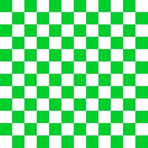 Half Inch Vivid Racing Green and White Checkerboard Squares