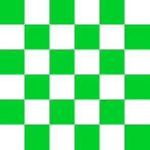 One Inch Vivid Racing Green and White Checkerboard Squares